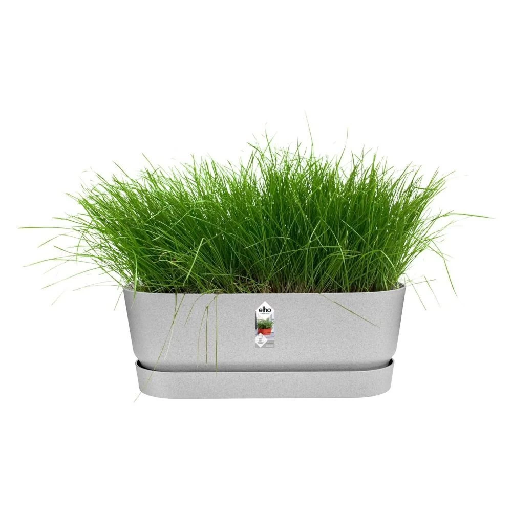 Elho 50cm Living Concrete Greenvillle Long Trough Planter 2 Elho 50cm Living Concrete Greenvillle Long Trough Planter - Image 2