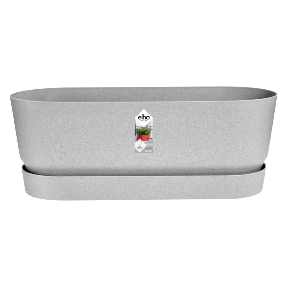 Elho 50cm Living Concrete Greenvillle Long Trough Planter 1 Elho 50cm Living Concrete Greenvillle Long Trough Planter
